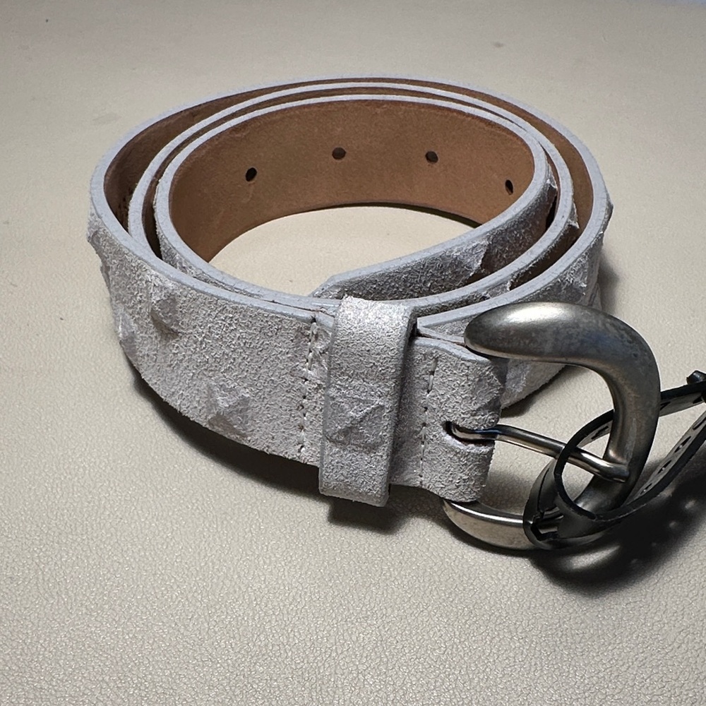 White Genuine Leather glittered Belt NWT